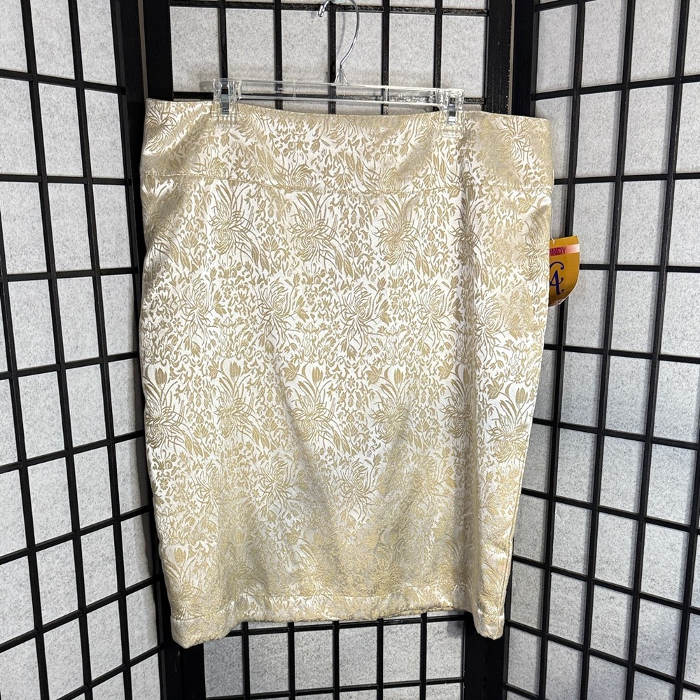 Vintage Cindy Ambuehl Brocade Gold/ Cream Floral Women's Skirt